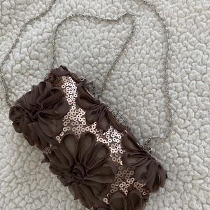 Sequin Design w/ Flowers Clutch